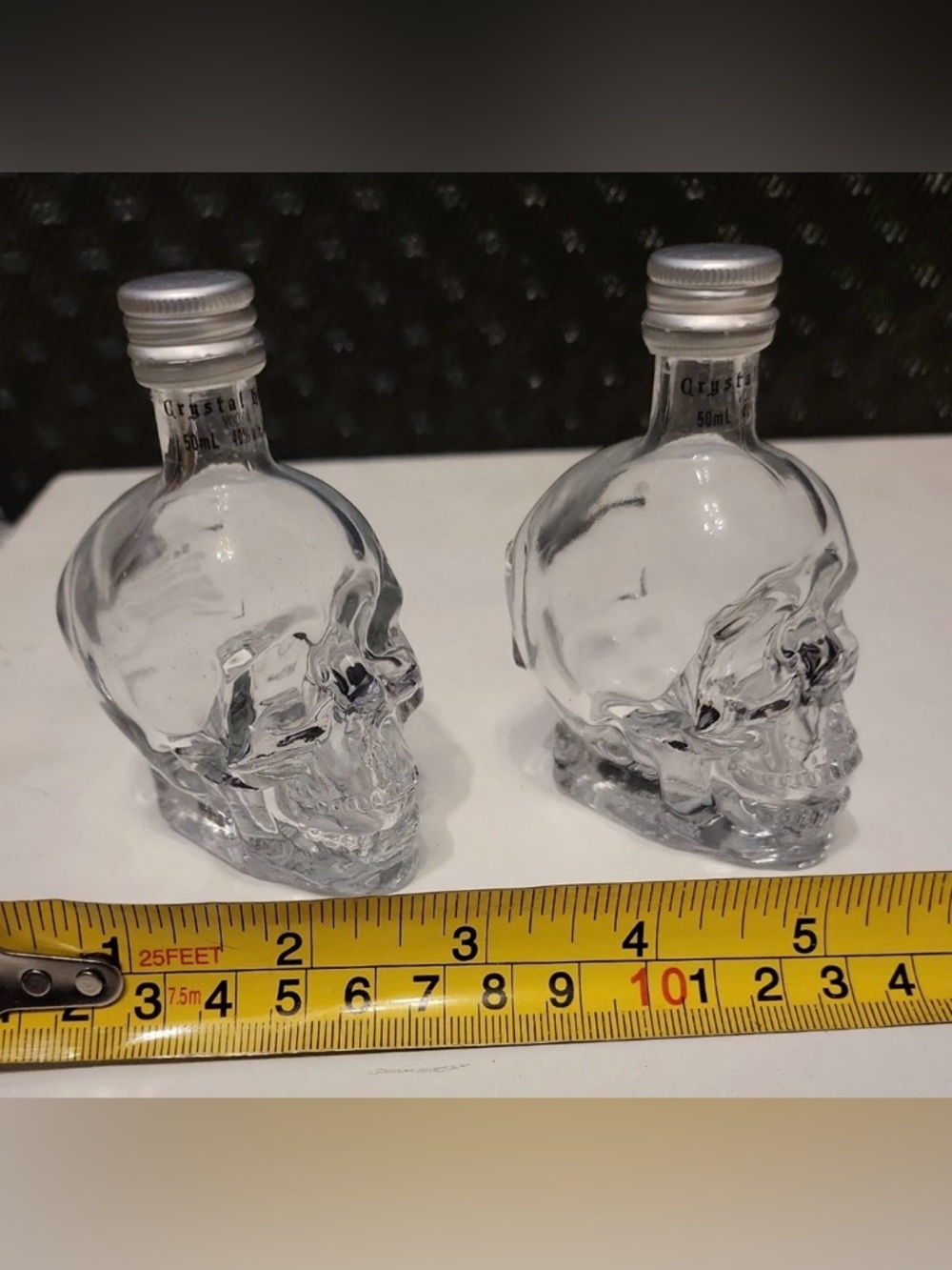 2  Dan Aykroyd's Crystal Head Vodka 50ML Glass Skull Mini Empty Bottles